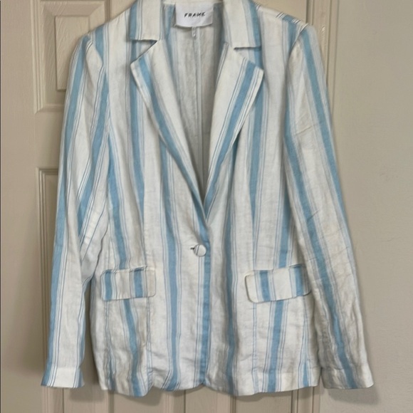 Frame Denim Blue and White Striped Blazer - Picture 3 of 7